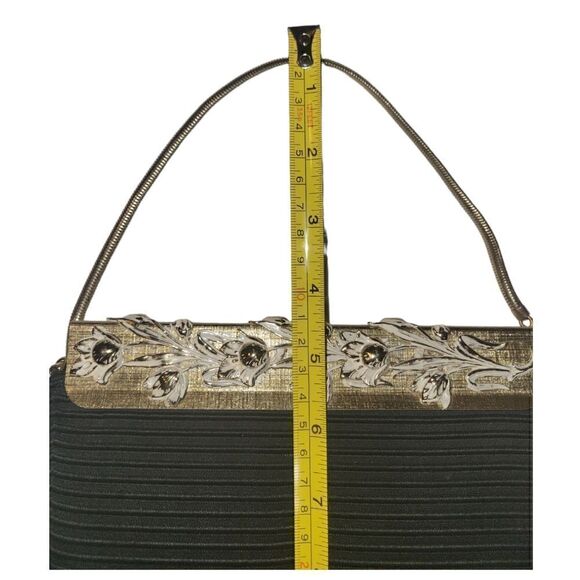 Vintage 1960s Faye Mell Design Fleurette, Inc Black Eveing Bag Cluch - Picture 13 of 16